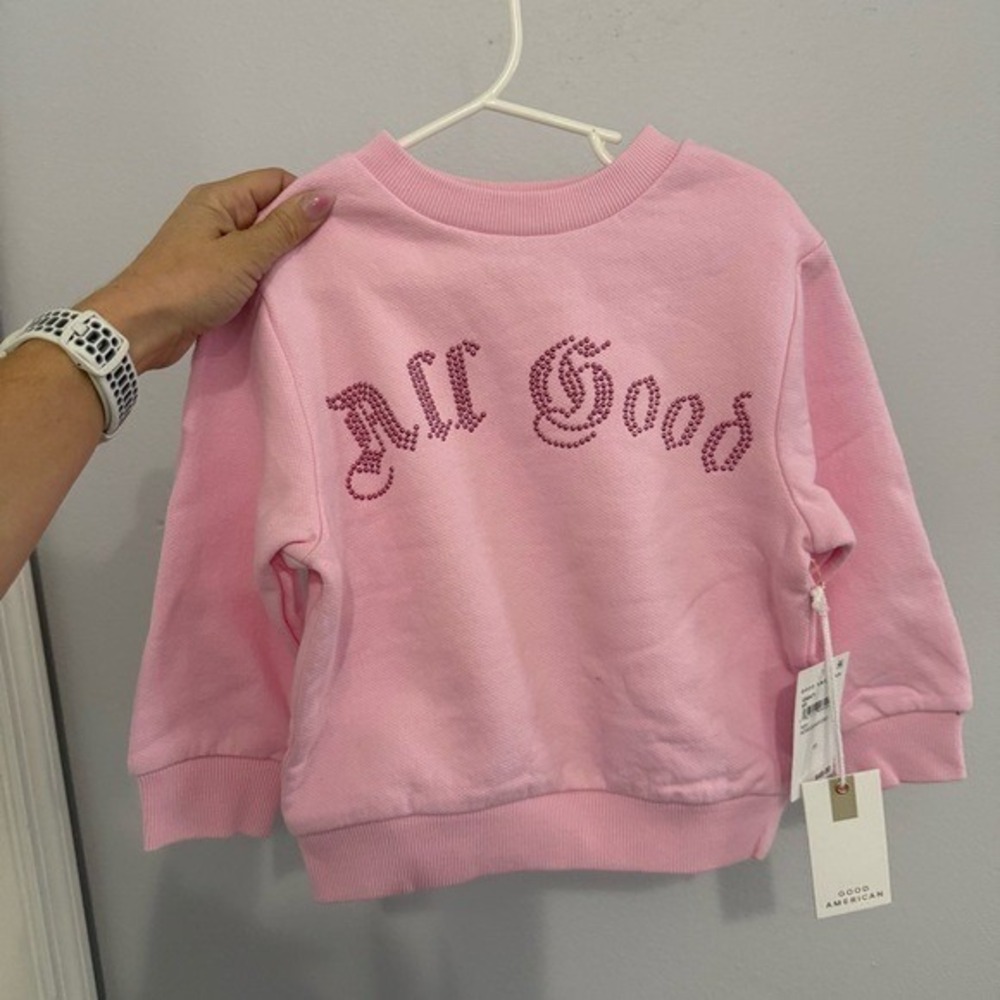 Good American Kids Pink 'All Good' Sweatshirt Size 2T Girls Bling Rose Punk